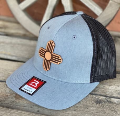 Gray/Black Hat  Zia Leather Patch Richardson Flexfit L/XL