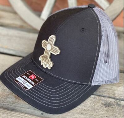 Black Gray Richardson Snapback Hat with Cowhide Zia Roots Patch - Regular