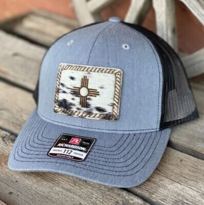 Richardson SnapBack 112 Heather Gray/Black with Zia Rectangle Rope Cowhide Patch