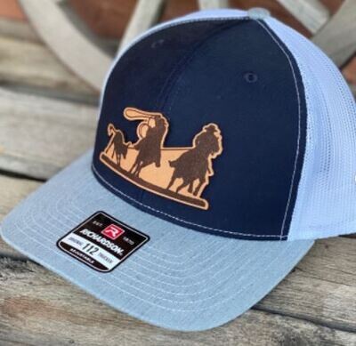 Richardson Snapback 112 With Leather Roping Patch - Navy White Gray