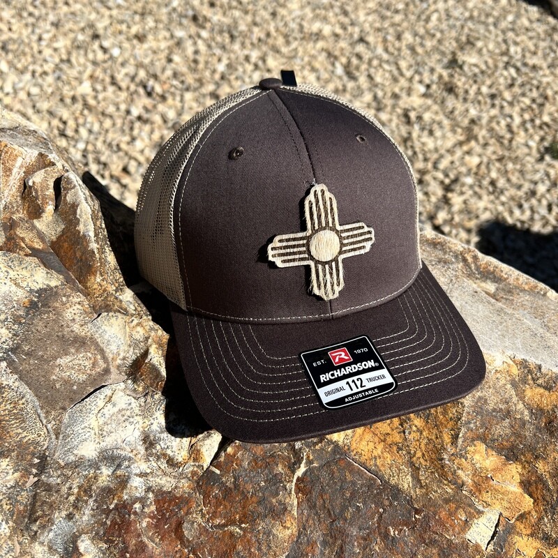 Coffee/Khaki Zia Cowhide Patch Richardson 112 Hat