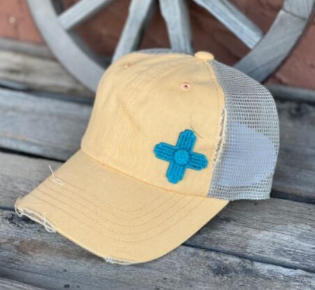 Turquoise Leather Zia Side Patch on Women’s Trucker Hat 