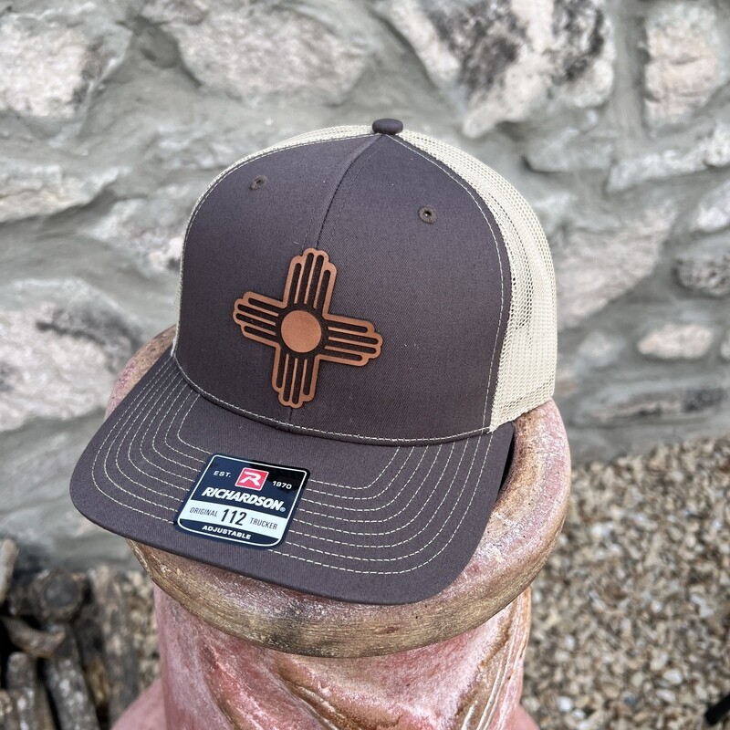 Coffee/Khaki Zia Leather Patch Richardson 112 Snapback Hat