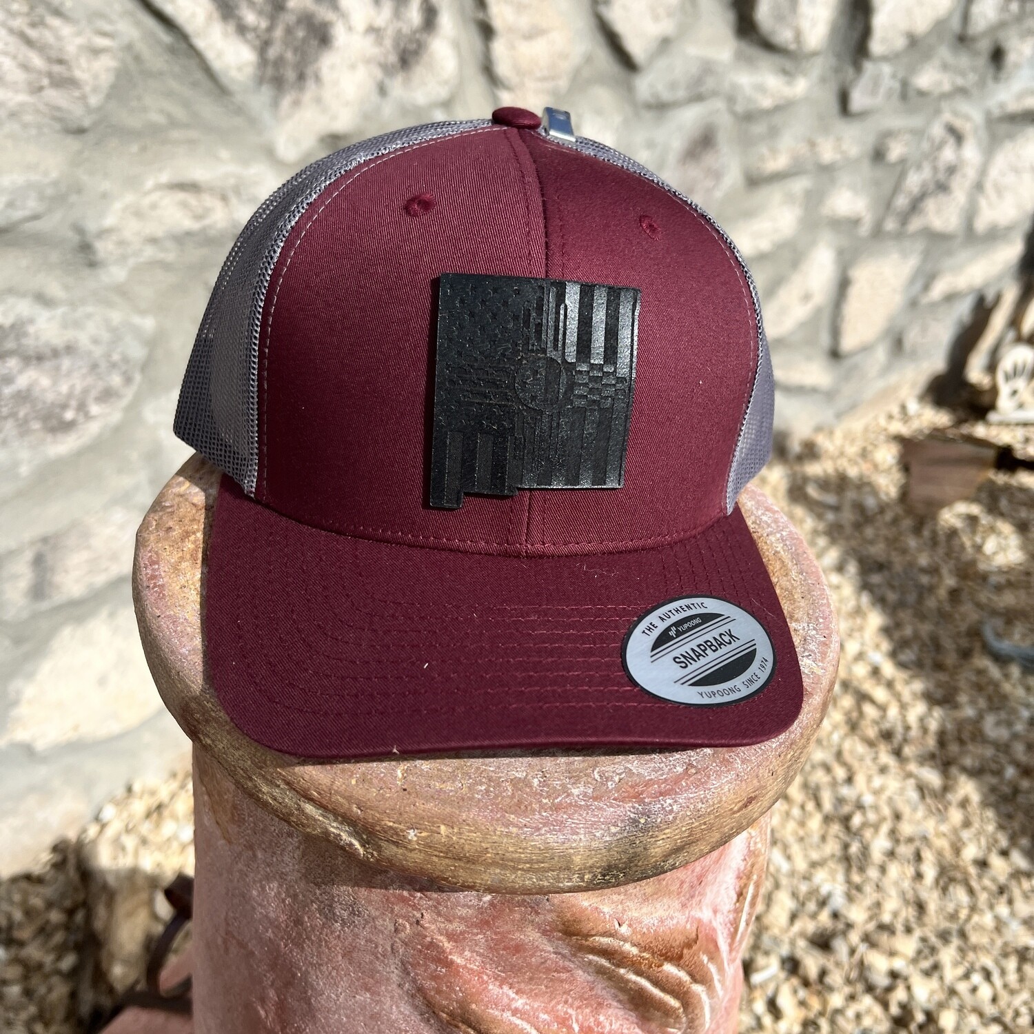 Richardson Kryptek Gray Pink Snapback with NM Zia Roots Leather Patch 