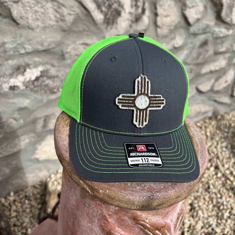 Charcoal/Neon Green Zia Cowhide Patch Richardson 112
