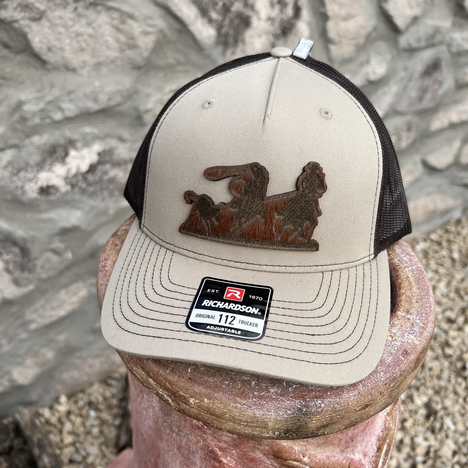 Richardson Snapback 112 With Cowhide Roping Patch - Tan/Coffee