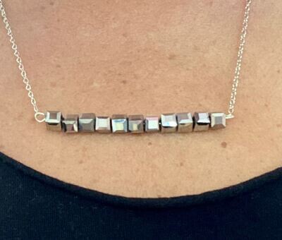 Silver Shimmer Bar Necklace - Regular