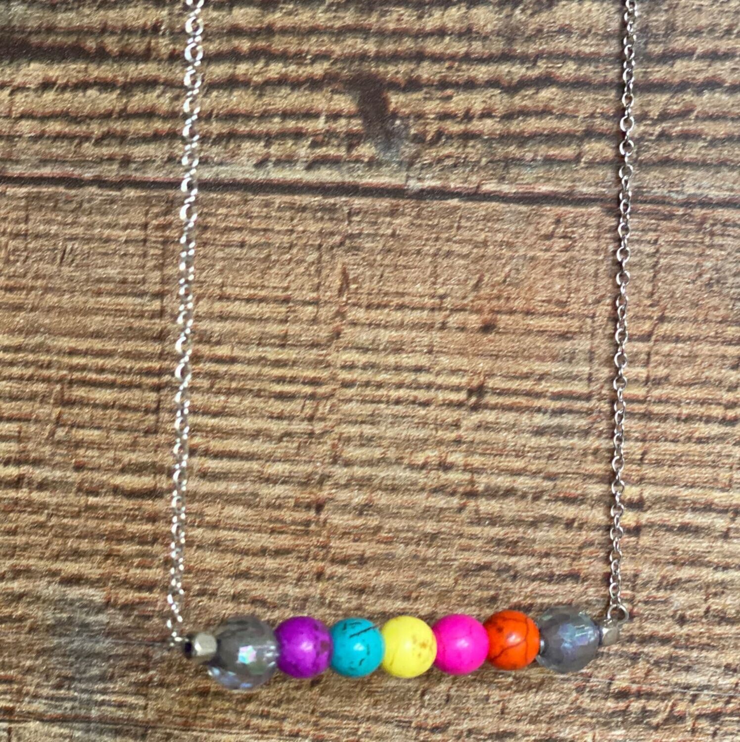 Multicolor Bead Bar Necklace - Regular