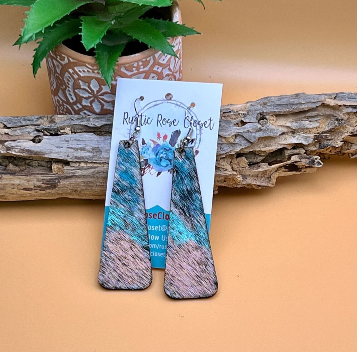 Hand Painted Cowhide Drop Earrings