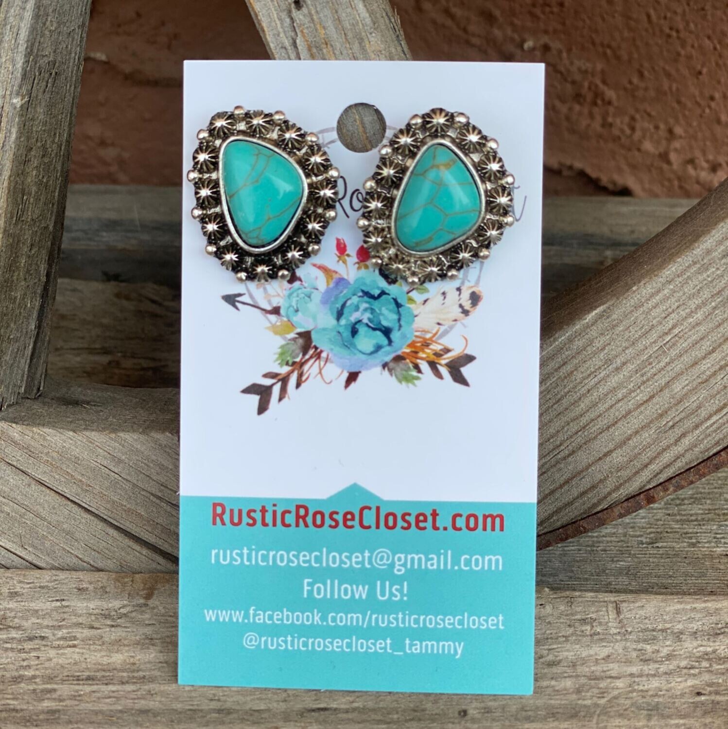 Turquoise Silver Post Earrings 