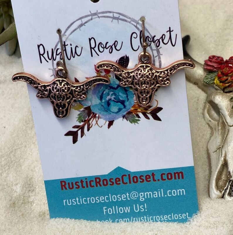 Steer Head Copper Hook Fashion Earrings 