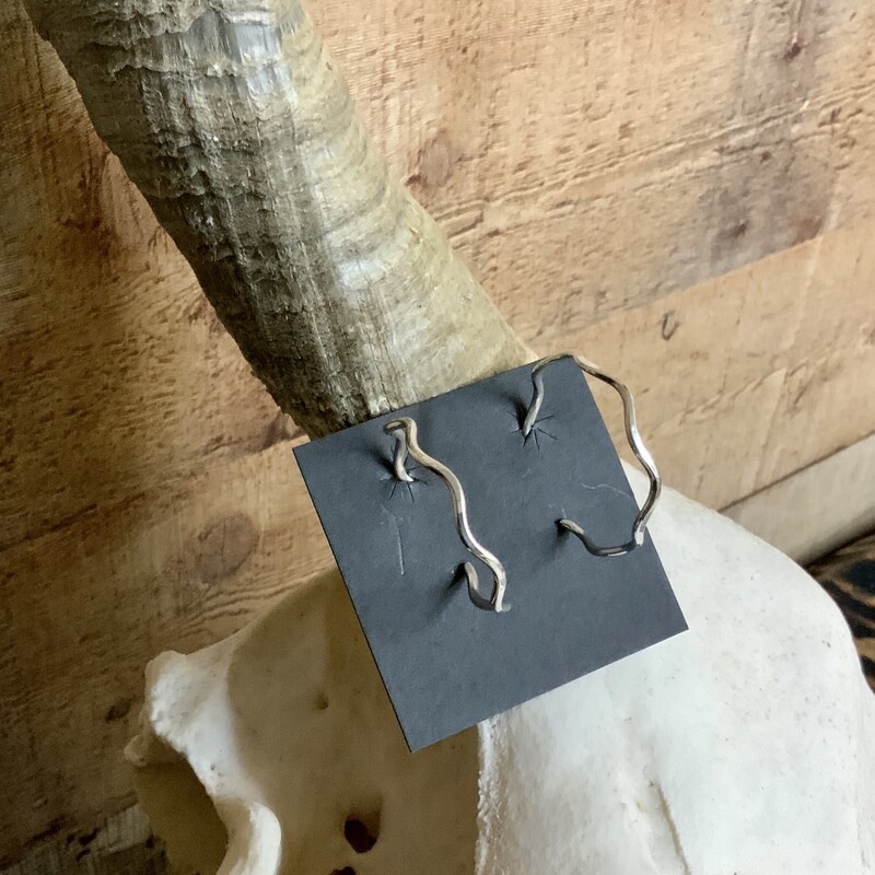 Navajo Sterling Silver Wavy Hoop Earrings