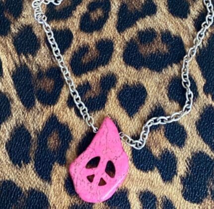 Peace Pink Stone Necklace