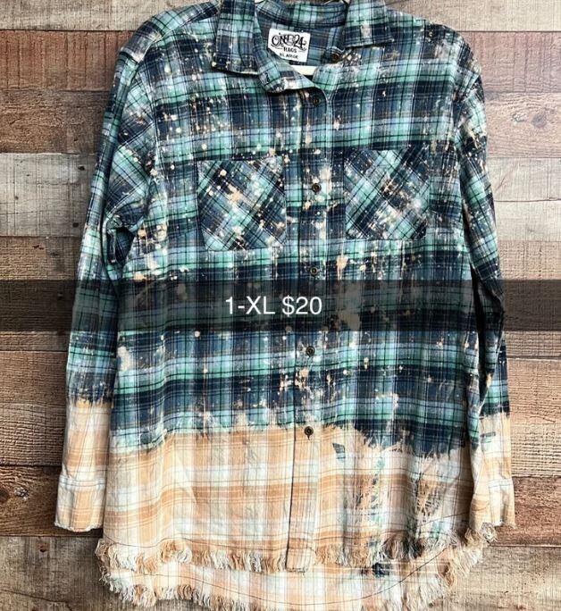 Teal Bleach Wash Flannel XL (Only One) 