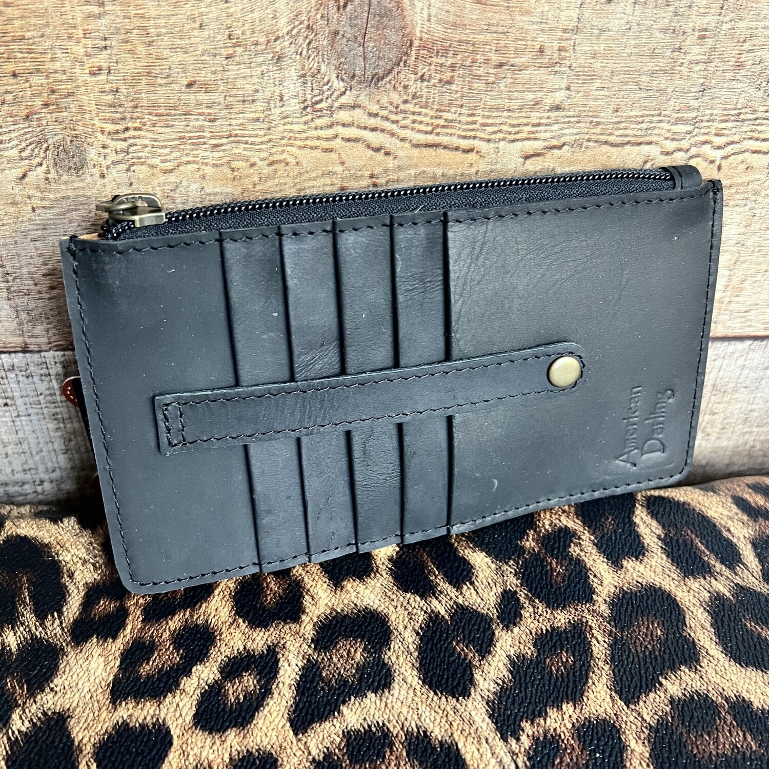 Black Leather American Darling Slot Wallet