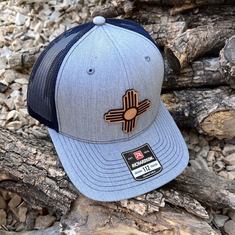 Gray/Black Zia Leather Patch Richardson 112 Hat