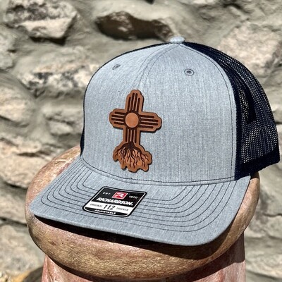 Zia Mountain Leather Patch Hat -Gray Black Snapback