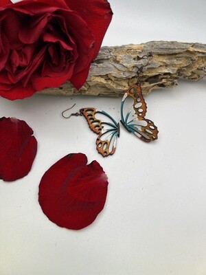 Butterfly Hand Painted Wood Earrings LG