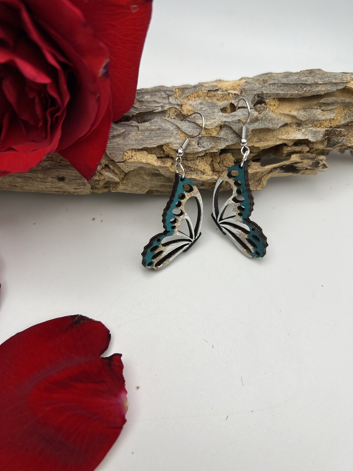 Butterfly Hand Painted Wood Earrings SM