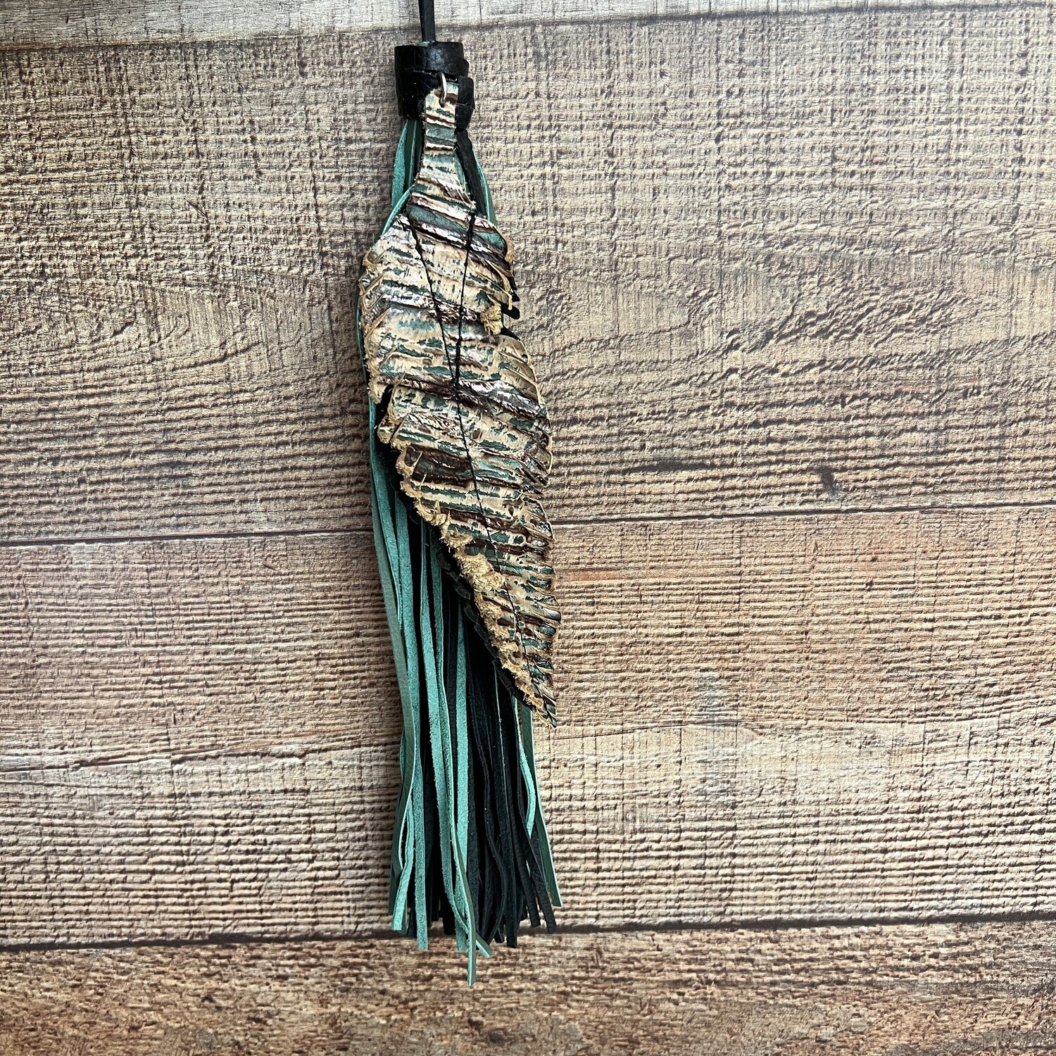 Feather Accent Brown, Teal & Black Handcrafted Clip On Accent 
