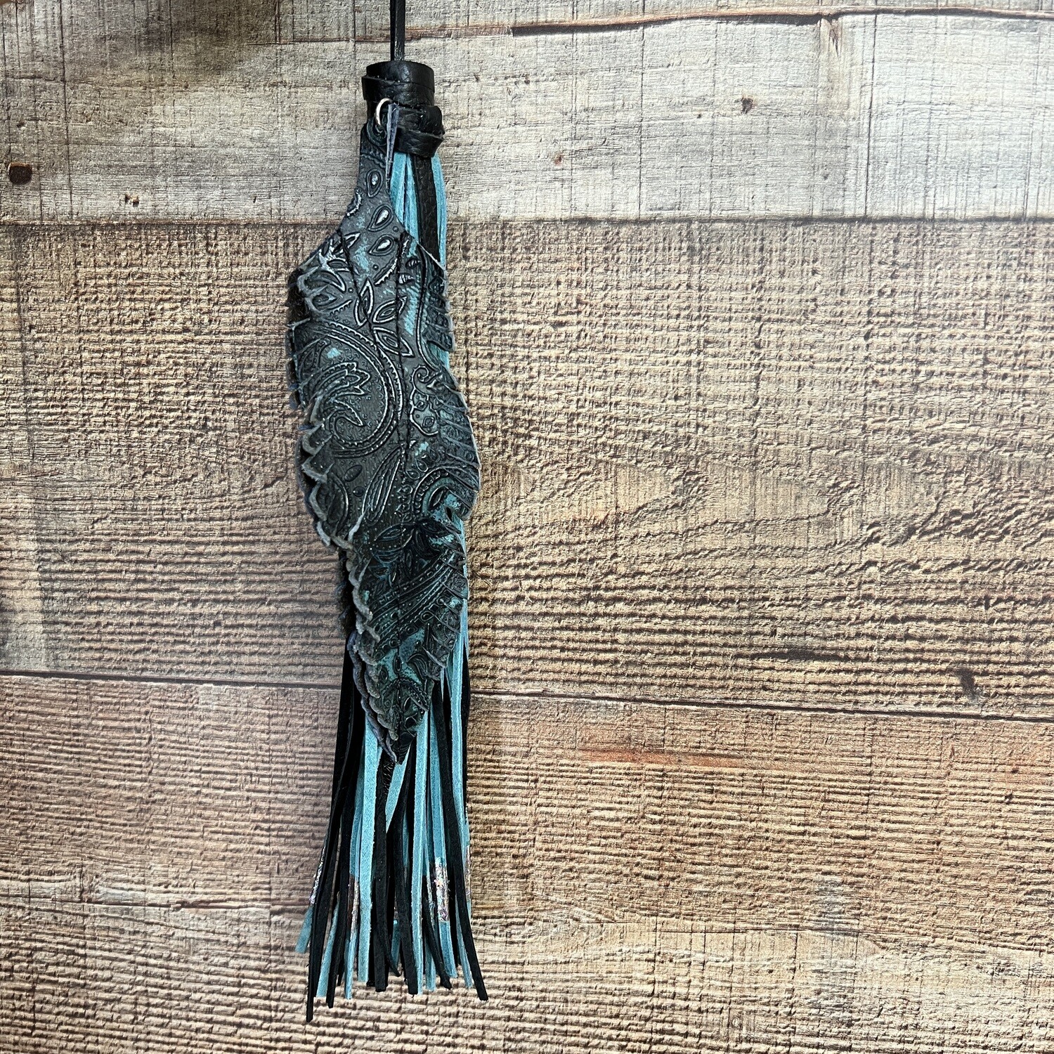 Feather Accent Turquoise Black Handcrafted Clip On Accent