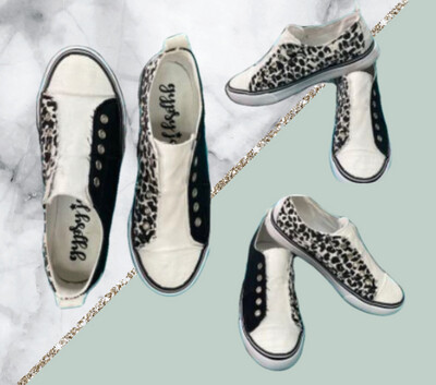 Leopard Print Black & White Slip on Sneakers  by Gypsy Jazz - 11