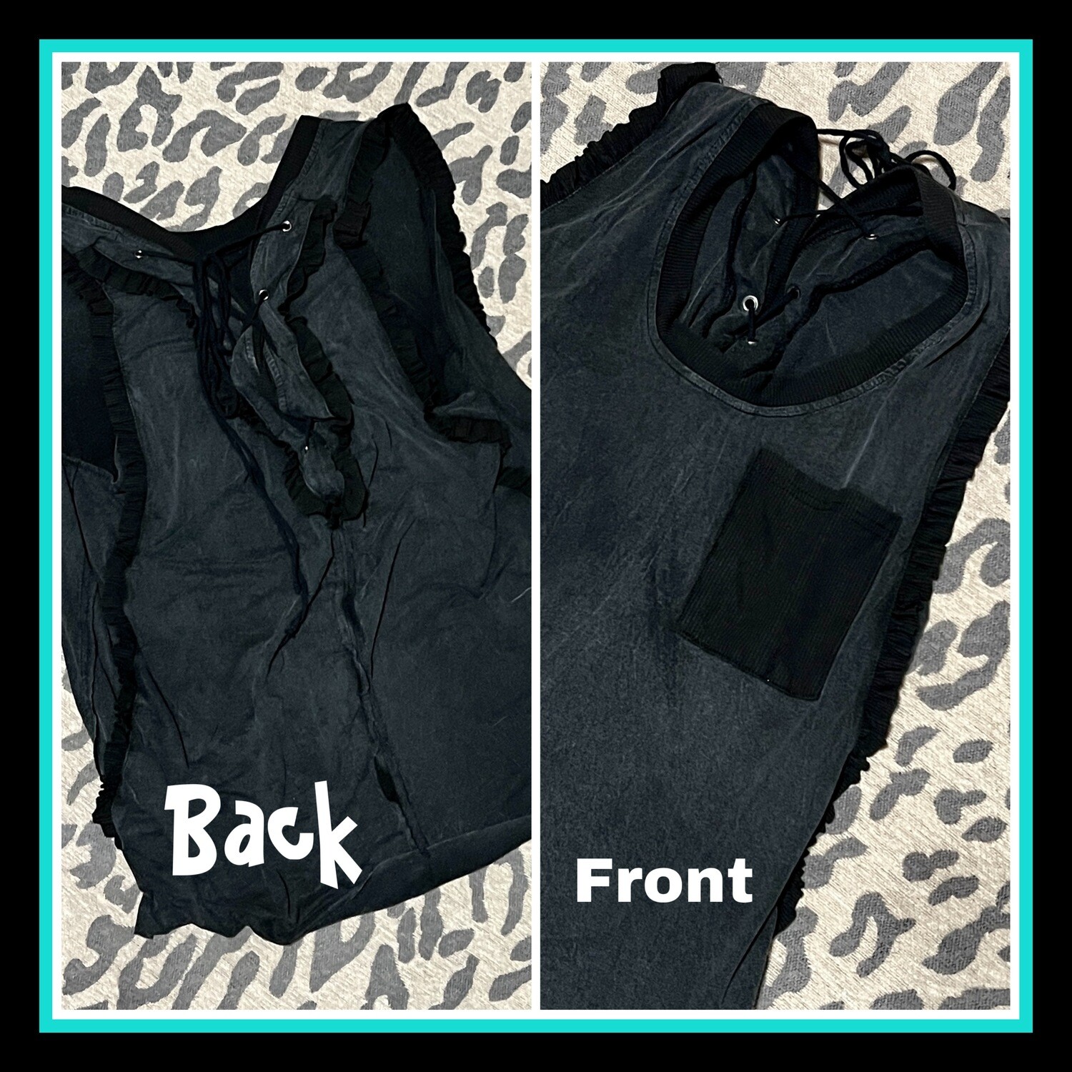 Black Lace Back Tank Top - L