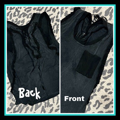 Black Lace Back Tank Top - S