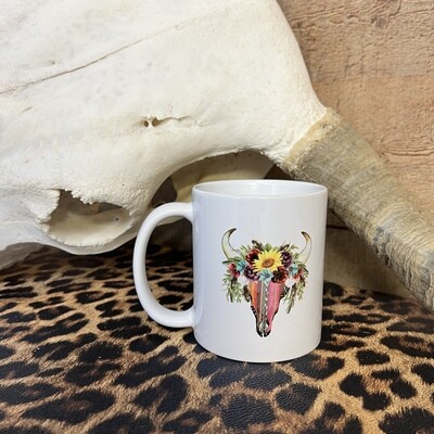 Coffee Mugs - Sunflower Bull Skull