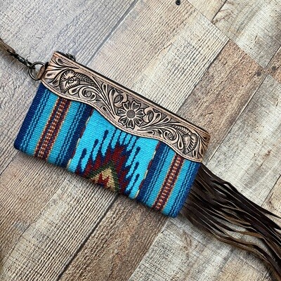 American Darling Turquoise Saddle Blanket Wristlet 