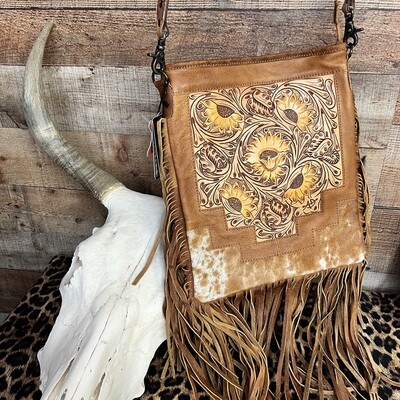 American Darling Cowhide Sunflower Tooled Leather with Sunflower Tooled Strap