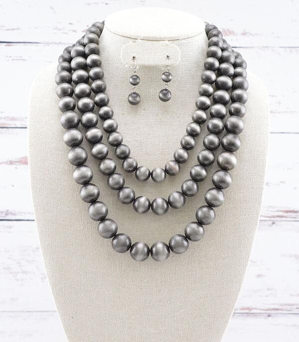 Silver Navajo Pearl Layered Bead Necklace