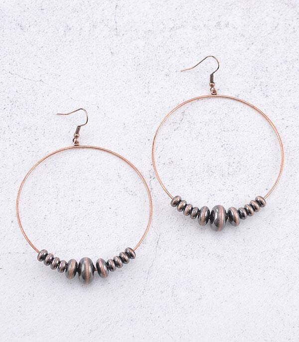 Copper Navajo Pearl Bead Hoop Earrings