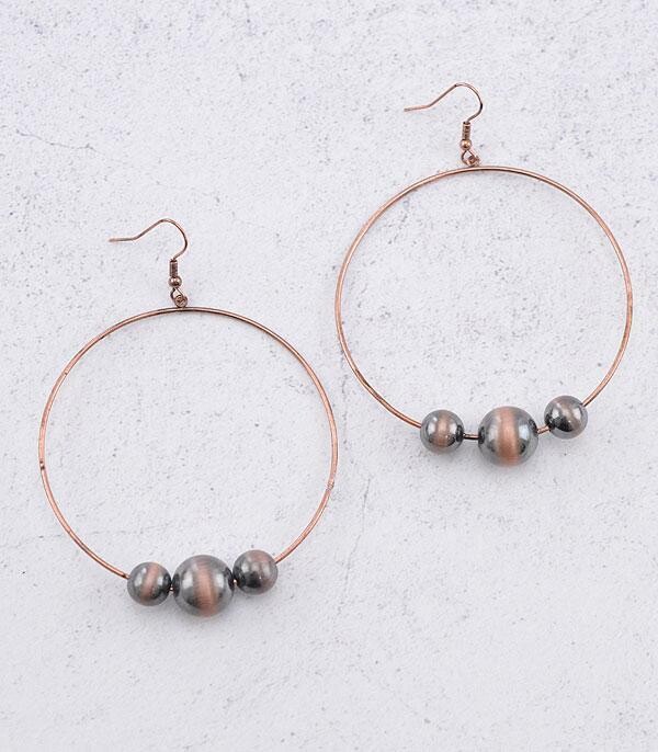 Copper Navajo Pearl Bead Hoop Earrings