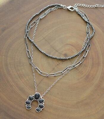 Black Squash Blossom Layered Necklace