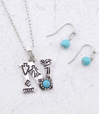 N- Turquoise Initial Necklace