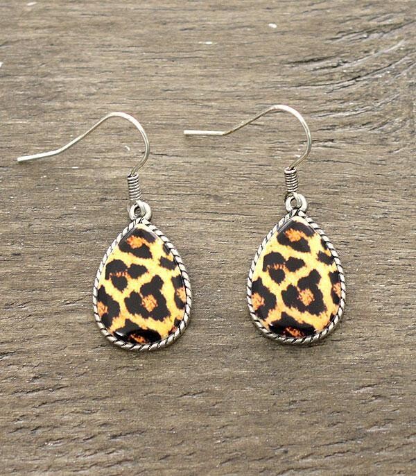 Tear Drop Leopard Earrings