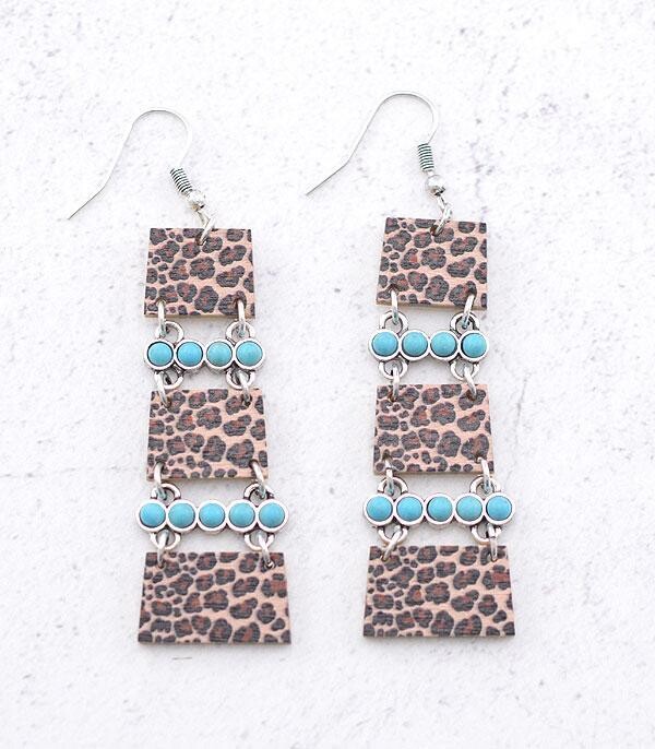 Leopard Print Wooden Earrings