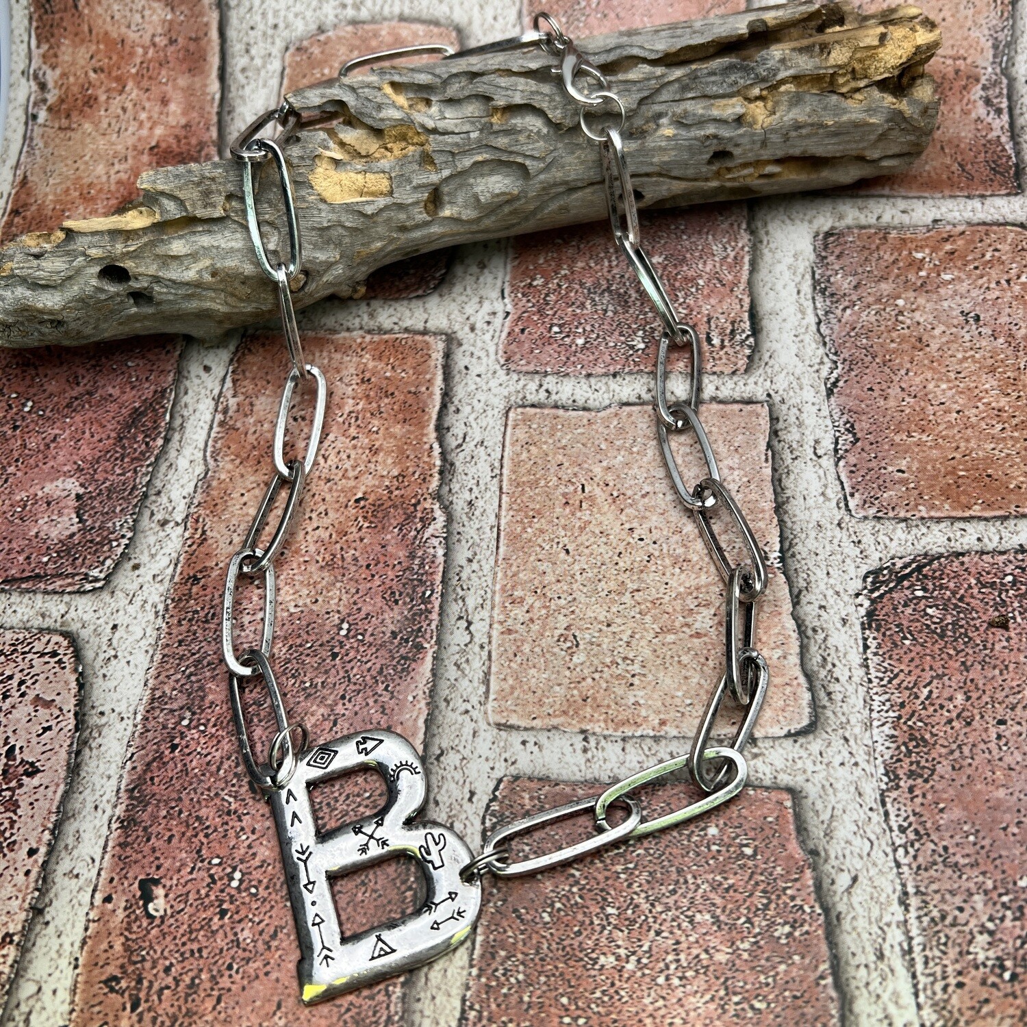 Initial B Chain Link Necklace 