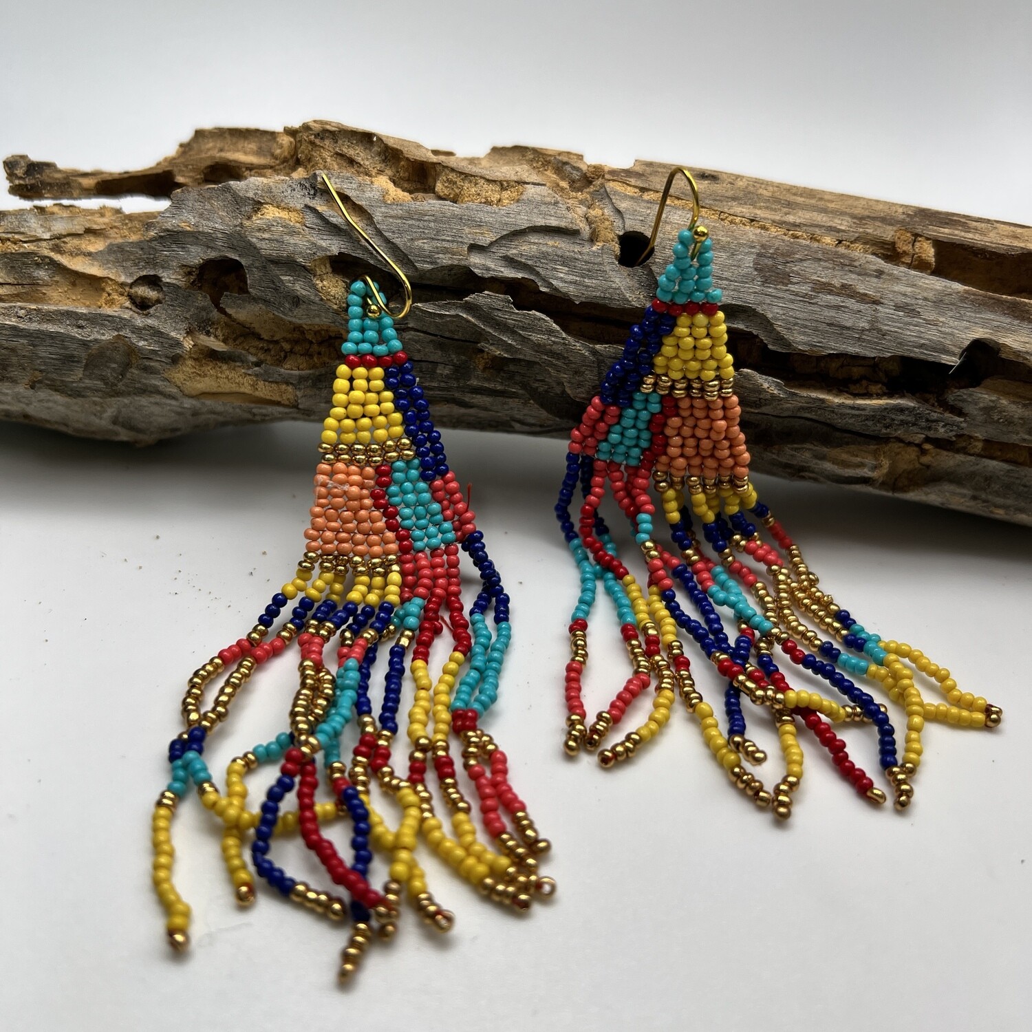 Bright Multi Color Seed Bead Earrings 