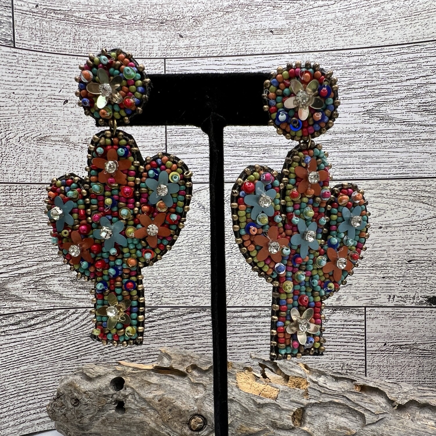 Cactus Multi Color Seed Bead Earrings