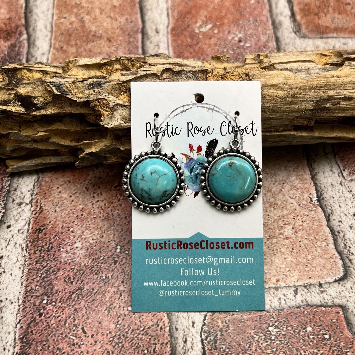 Round Turquoise Dangle Earrings 