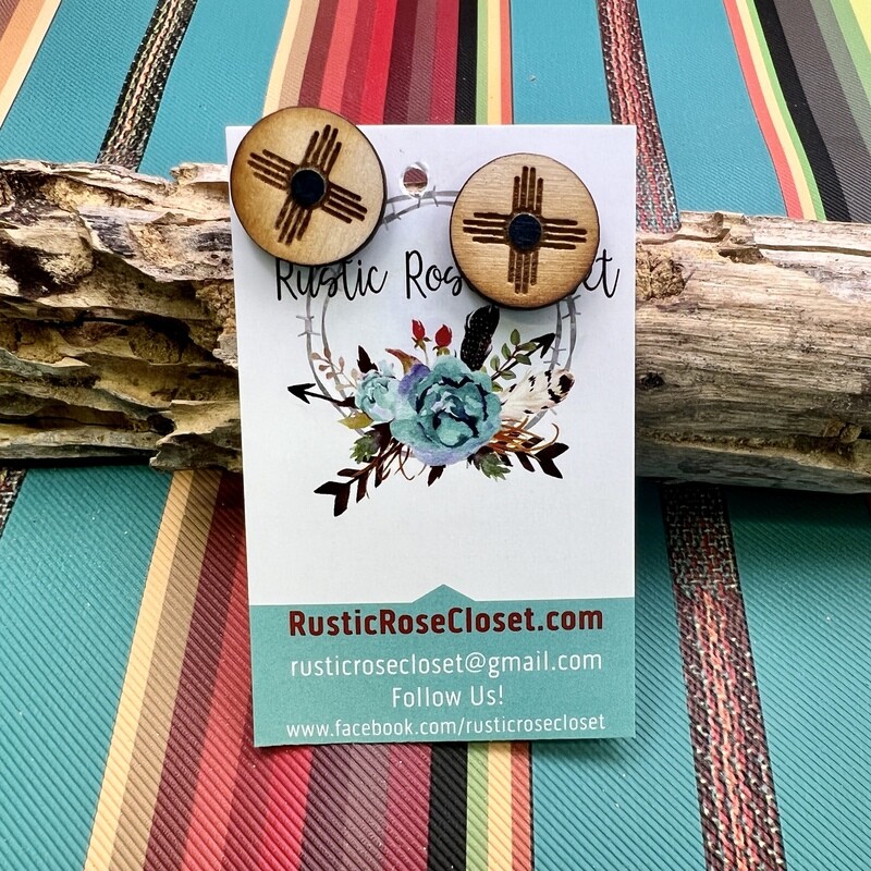 Post Black Wood Zia Earrings