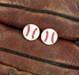 Baseball Disk Stud Earrings 