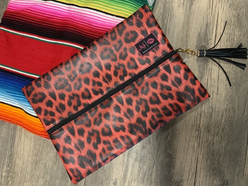 Make Up Junkie Bag Large Red Leopard