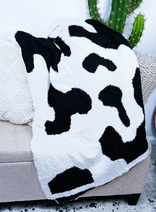 Cozy Ebony Cow Blanket 