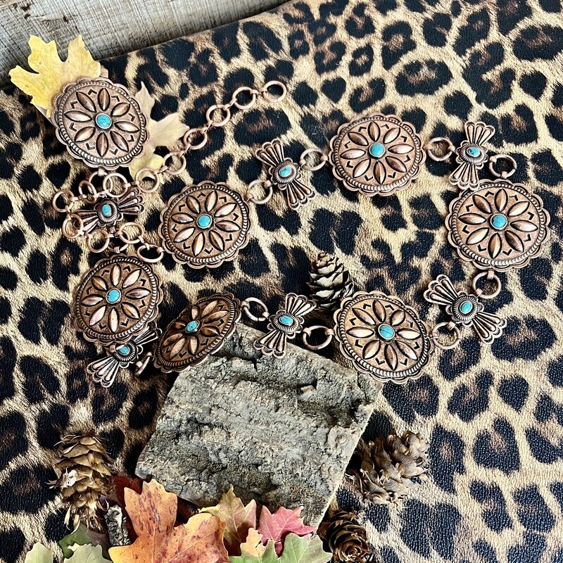 Turquoise Coppertone Round Concho Link Belt