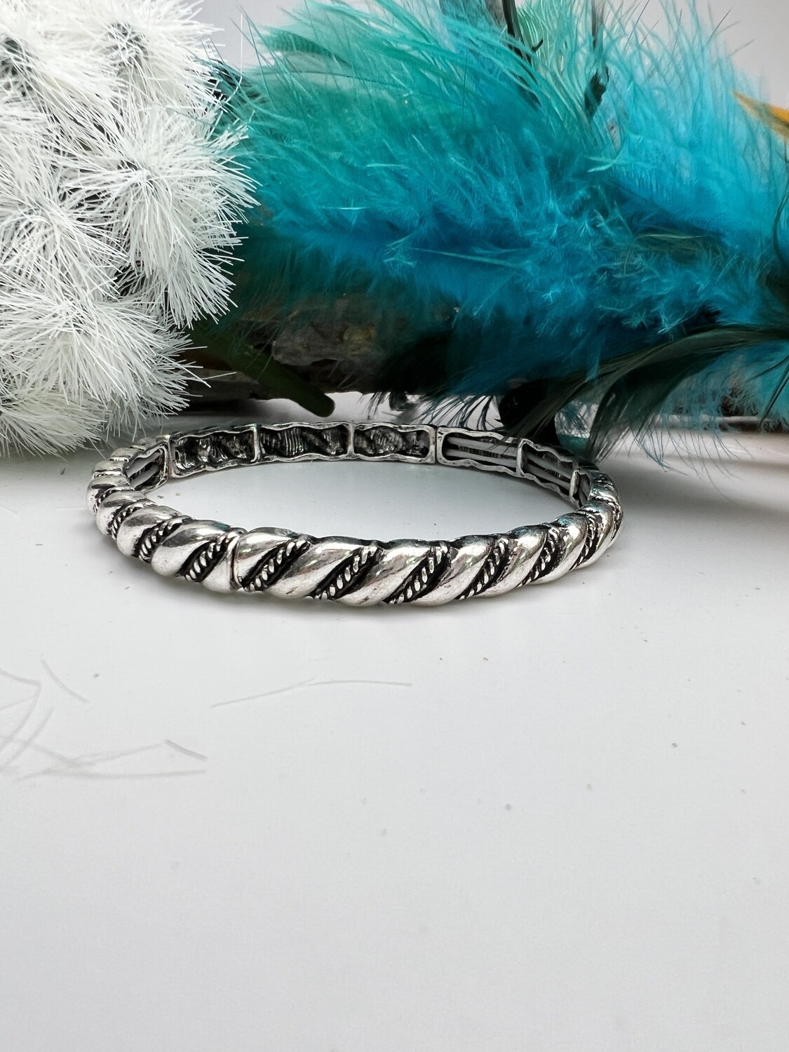 Silver Bangle Stretch Bracelet 