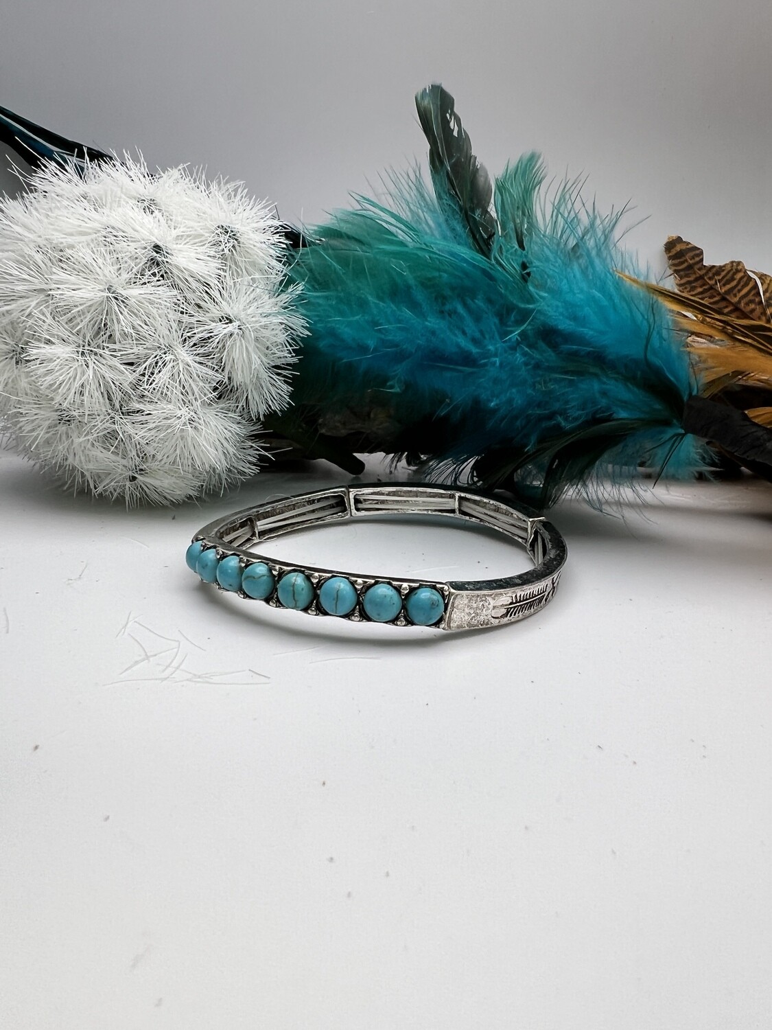 Turquoise Stone Bangle Stretch Bracelet 