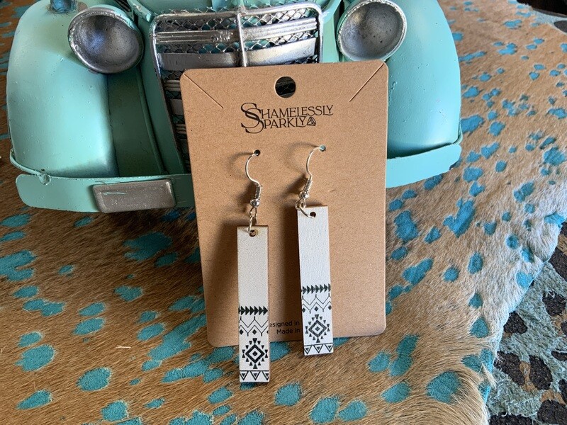 Boho White Wooden Bar Earrings